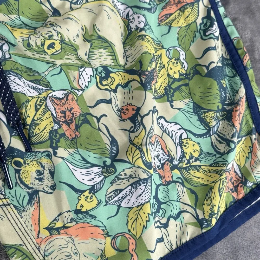 William Murray Sz 34 Golf Swim Board Action Shorts Trunk Green Animal Print